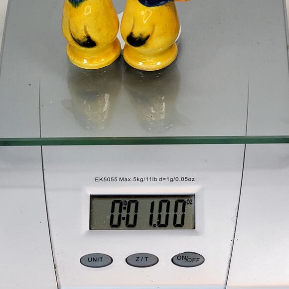 Antique 30's Penguin Salt & Pepper Shakers Depression Era Animalcore Yellow Blue - Picture 7 of 7